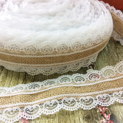 DIY handmade Christmas wedding craft lace linen roll on both sides lace satin linen roll