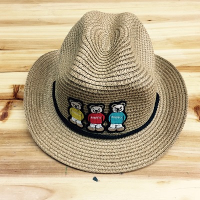 New south Korean summer children's straw hat boys and girls straw hat western cowboy straw hat baby wholesale
