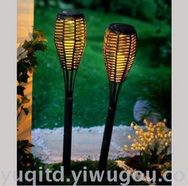 Outdoor light control solar energy LED floor lamp rattan torch light creative garden grass lamp
