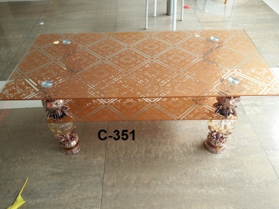 Factory direct indoor 1 +2 steel transparent glass coffee table leisure TV set the table