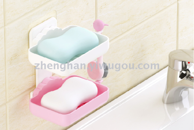 Cartoon Birds Soap Boxes Seamless Seal Bathroom Bathroom Creative Walled Double Layer Soap Soap Stand