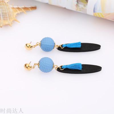 Korean new style fashion tassel temperament ear stud earrings