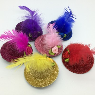 Korean headdress hair card dance children rose feather fine powder hat hairpin wholesale manufacturers direct sales