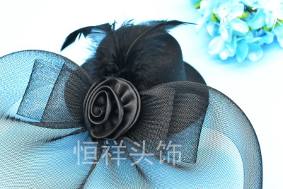Factory wholesale children lady general hair accessories han version bright rose small hat hairpin top hat hair accessories