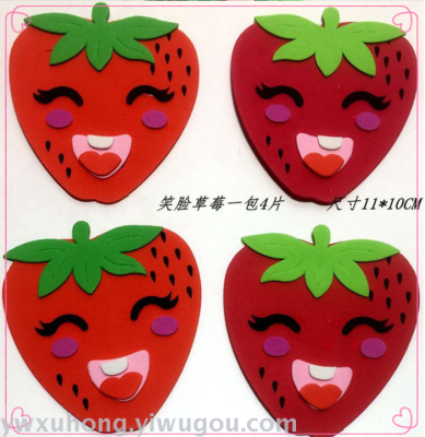 Kindergarten classroom decorates EVA baby expression fruit stickers teacher's blackboard evaluation wall stickers.