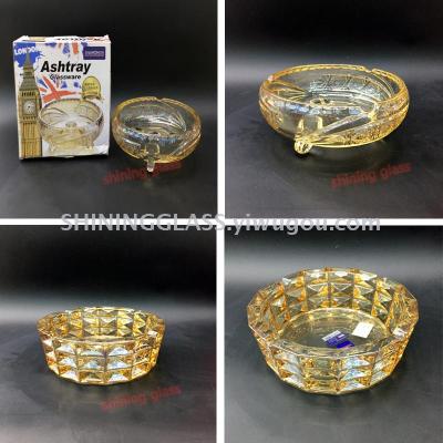 Glass Ashtray with color round design ashtray  Dimonds 