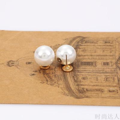 Korean girls new fashion round gold earrings pearl double ear earrings earrings