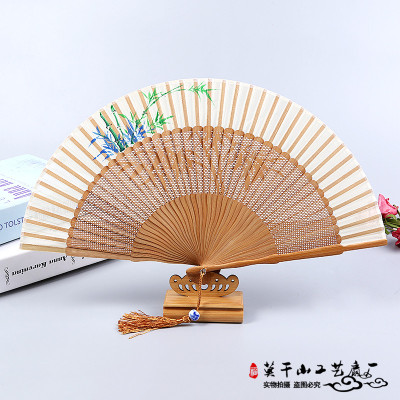 Carved fan hollow fan female fan hand - made antique style gifts Chinese style souvenir bamboo fan