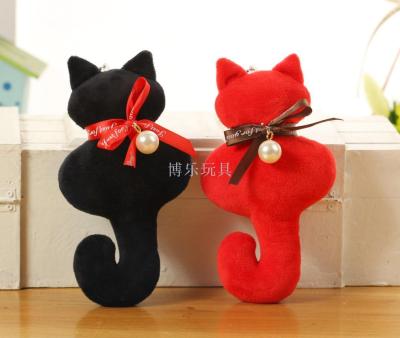 2 color pearl back shadow cat tie the plush toy doll wedding celebration throwing 4 inch claw machine doll.