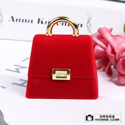 Red high end trapezoidal bag style jewelry box ring wedding ring box