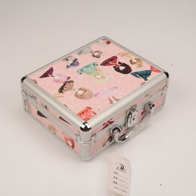 Guanyu Korean sweet portable suitcase storage box cartoon beauty aluminum jewelry box spot