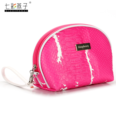 2017 European and American fountain ink crocodile pattern cosmetic bag new PU material nail shop semi-circular package