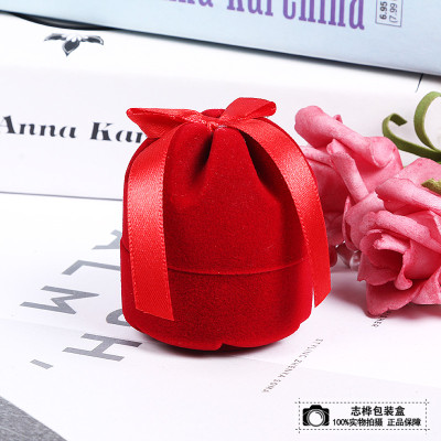 Red flocking ring box ear stud box identifiers box gift box
