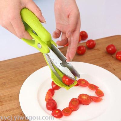 Multi-functional clever scissors salad scissors two scissors vegetable scissors combo double scissors fruit scissors