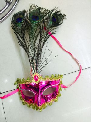 PROM mask little beauty peacock feather palm crown