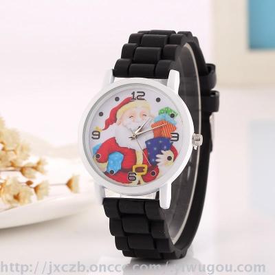 New Christmas series cute grandpa printed children's silicone watch