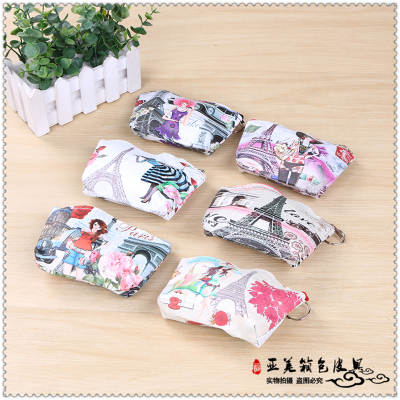 European and American vintage PU leather key bag small COIN PURSES lady print hand bag.