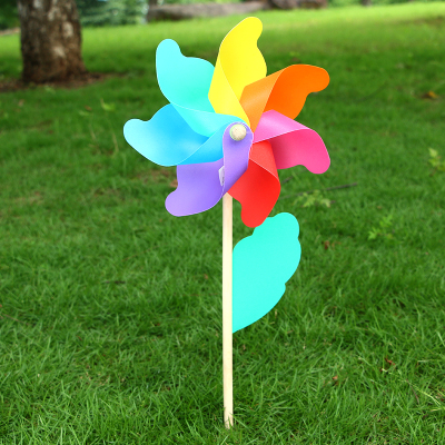 Colorful wood plastic fan outdoors scenes decorate Diy windmill stall selling children's toys and gifts
