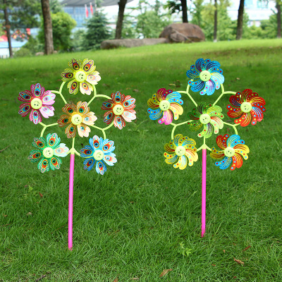 Six color Peacock sequin smiles children traditional vintage outdoor plastic windmill toy scenic stall selling