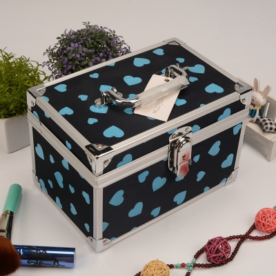 Guan Yu black love aluminum portable makeup box portable multi - functional large - capacity jewelry box