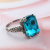 Sapphire zircon ring female European and American fashion ring for girlfriend