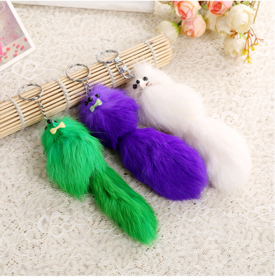 Manufacturers wholesale real rabbit fur fox pendant gifts mobile phone accessories small gifts bag key pendant