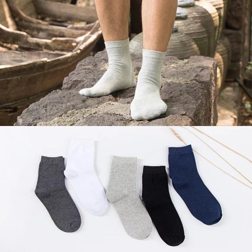 autumn men‘s solid color men‘s socks solid color mid socks 100% cotton socks comfortable