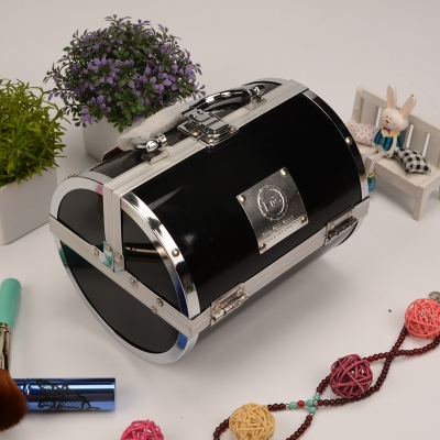 Crown jewelry storage box black cylinder portable multifunctional jewel box customizable LOGO