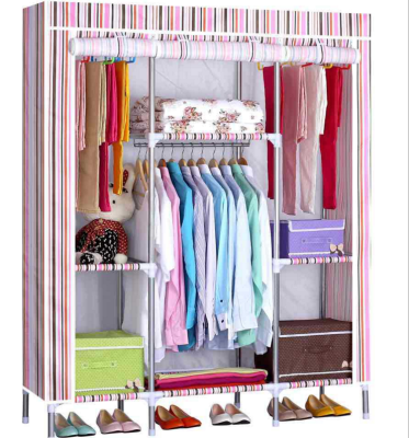 Simple assembling Oxford cloth wardrobe closets wardrobe 25 pipeenvironmental protection printing Koreanwardrobe changes
