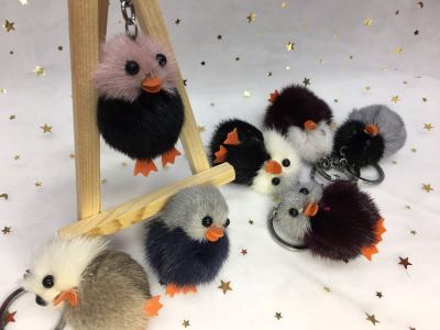 Super cute mini mink feather duck fur pendant bag key chain little chicken pendant