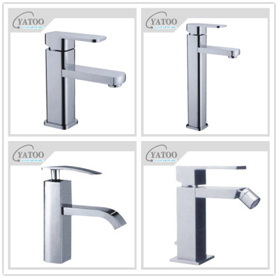 Manufacturers of hot-selling new Quartet, brass lavatory faucet waterfall bathroom basin wide mouth hot and cold faucet