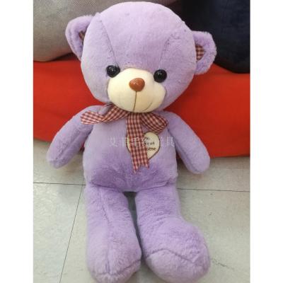 Plaid ribbon cuddly bear toy