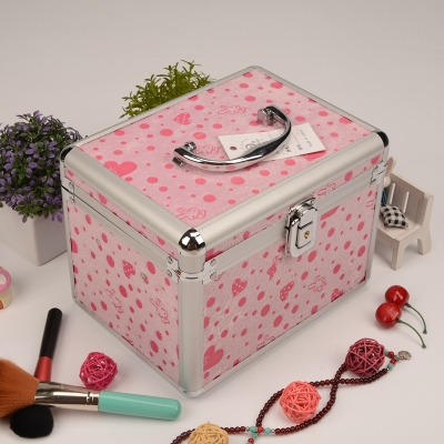 Guan Yu Korean flock sweet portable multi-functional portable aluminum storage box jewelry box set
