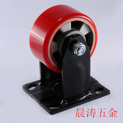 Heavy two-axle aluminum core red Polyurethane casters