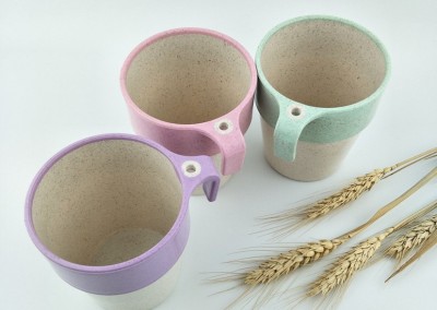 Daily-use plastic cups double Ribbon handle furniture glass green wheat stalks of wheat coffee cup