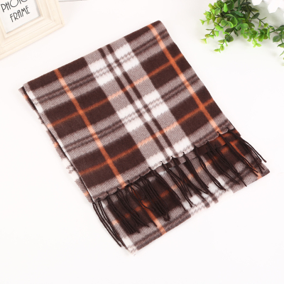 Factory Direct Sales Double-Sided Velvet Men's Warm Tassel Scarf Men's Plaid Scarf Double-Sided Velvet Scarf