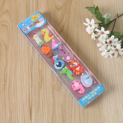 Cartoon - shaped digital eraser set for Children's New Year creative Stationery gifts