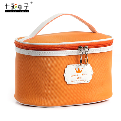 Pure color bucket makeup bag leather drum bag beauty makeup store promotional gift bag can be customized LOGO