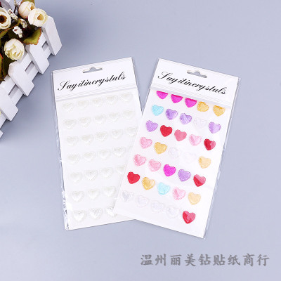 Stickers Acrylic Colored Loving Heart Handmade DIY Mobile Phone Stickers
