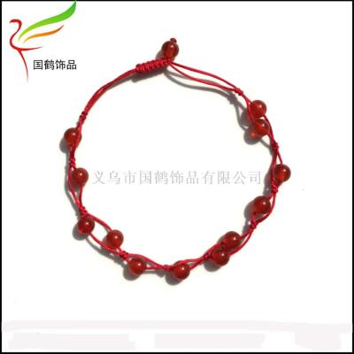 Handmade red glass bead bracelet