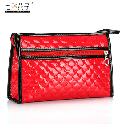 Korean pair of Roe grain Briefcase female cosmetic storage bag