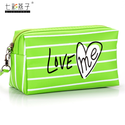 High quality zipper cosmetic bag Korean stripe love Prince bags female cosmetic storage bag