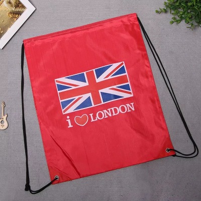 Factory in Stock Wholesale New Flag Pattern Polyester Backpack Drawstring Pull String Multiple Options