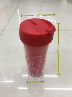 Double layer plastic cup for coffee and milk tea