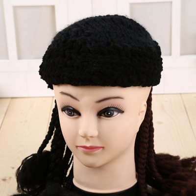 The black hand knitting knitting wool knitting hat is popular in the non - state hand weaving wig yarn.