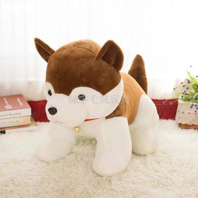 Cute Huskies lying dog creative doll Brown plush toy mascot dog figurine