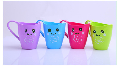 Fashion green plastic brush creative glass of bright and colorful children's cartoon water Cup mug