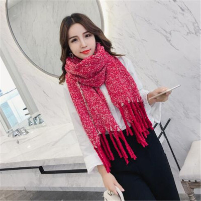 Women's Korean-Style Solid Color Shawl Circle Scarf Winter Thickened Fluffy Scarf Warm Student