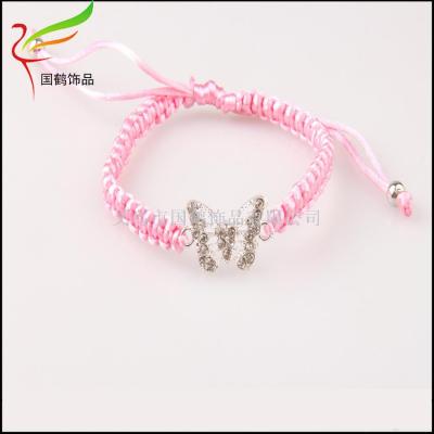 Alloy Butterfly diamond hand-woven bracelet