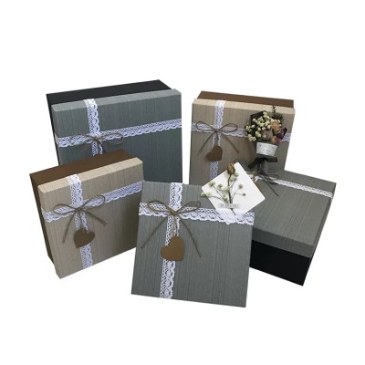 Square art gift box three-piece flower box gift box for birthday present